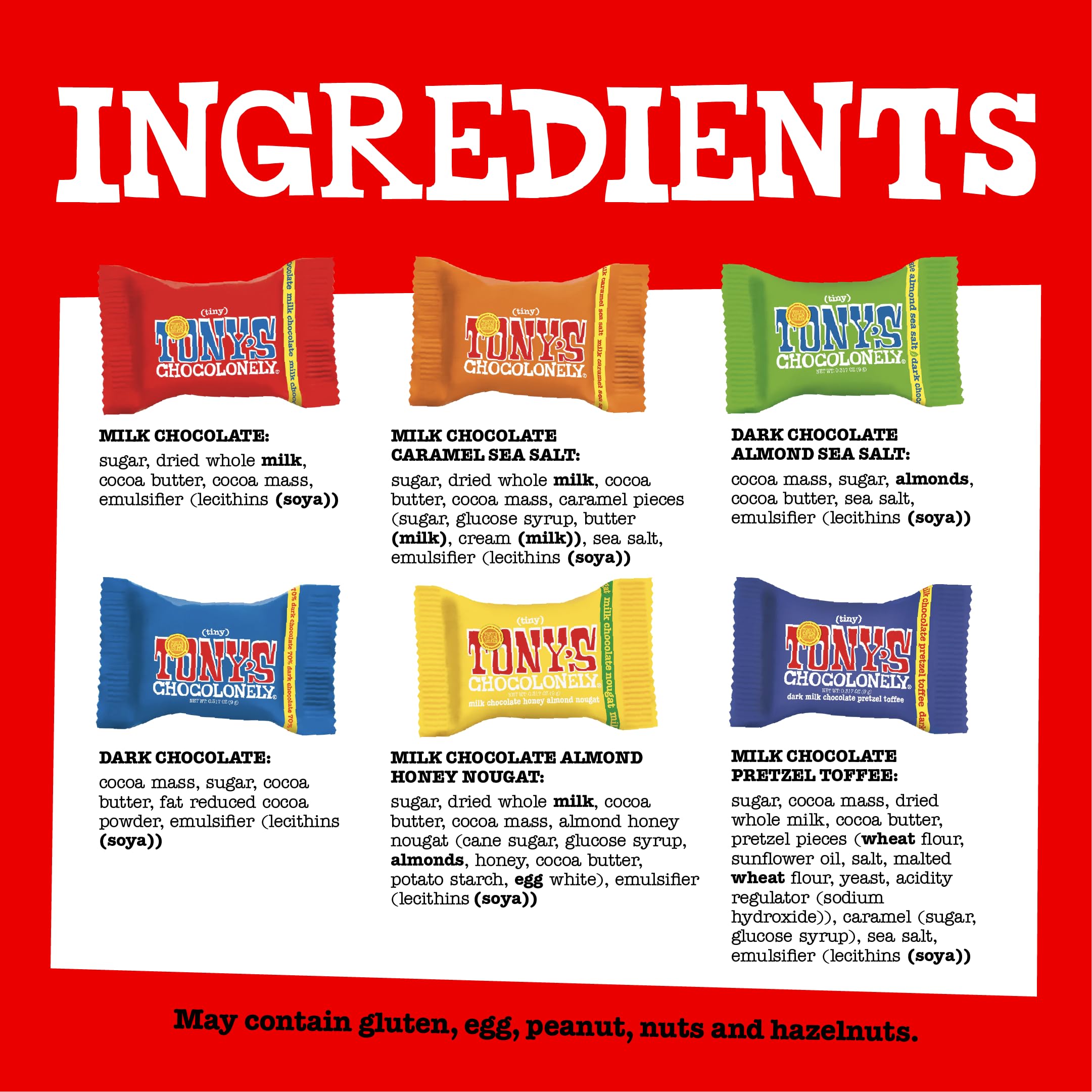 Tony’s Chocolonely moneda individual envuelta en primer plano, fácil para llevar