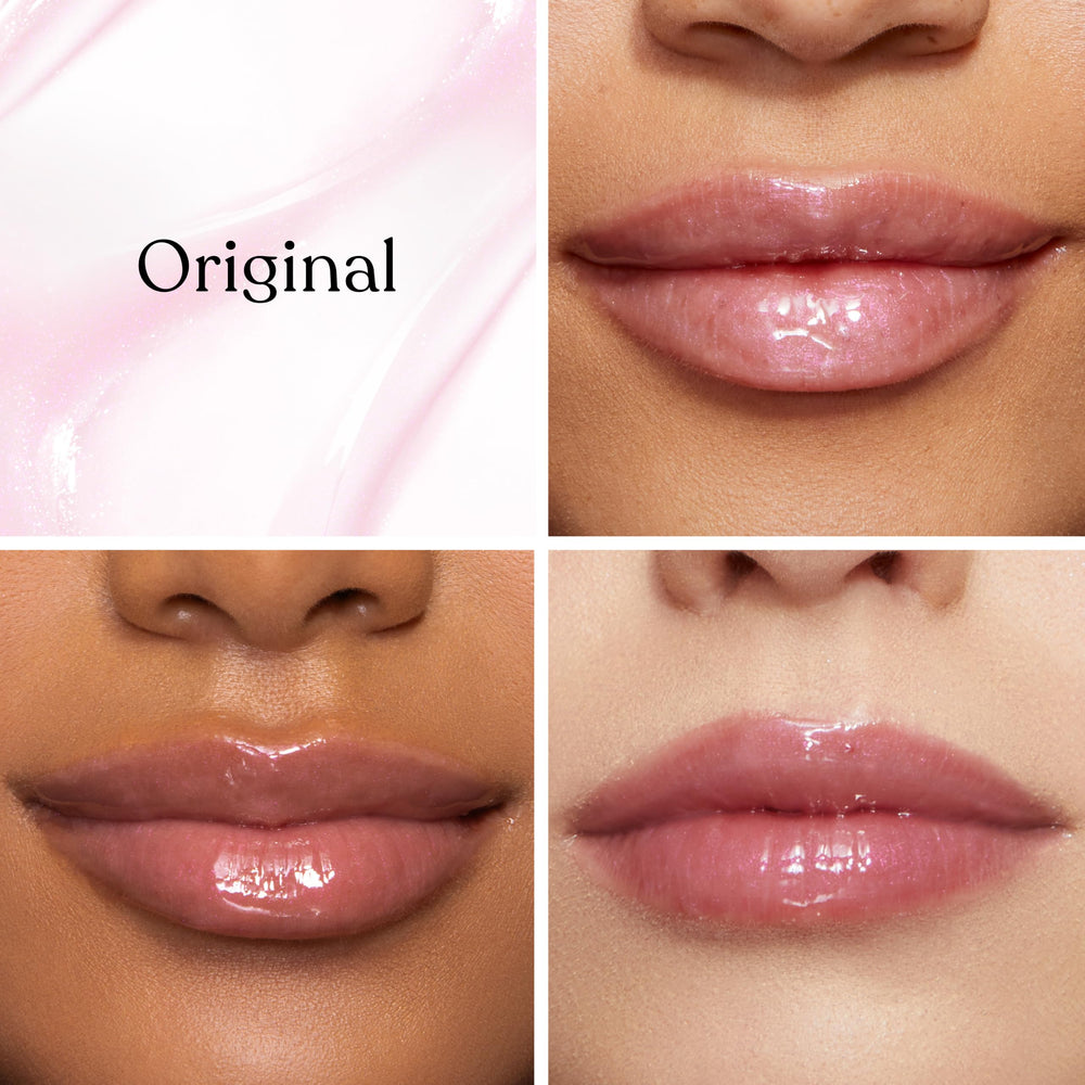 Too Faced aplicador y textura cremosa del gloss mostrando acabado hidratante