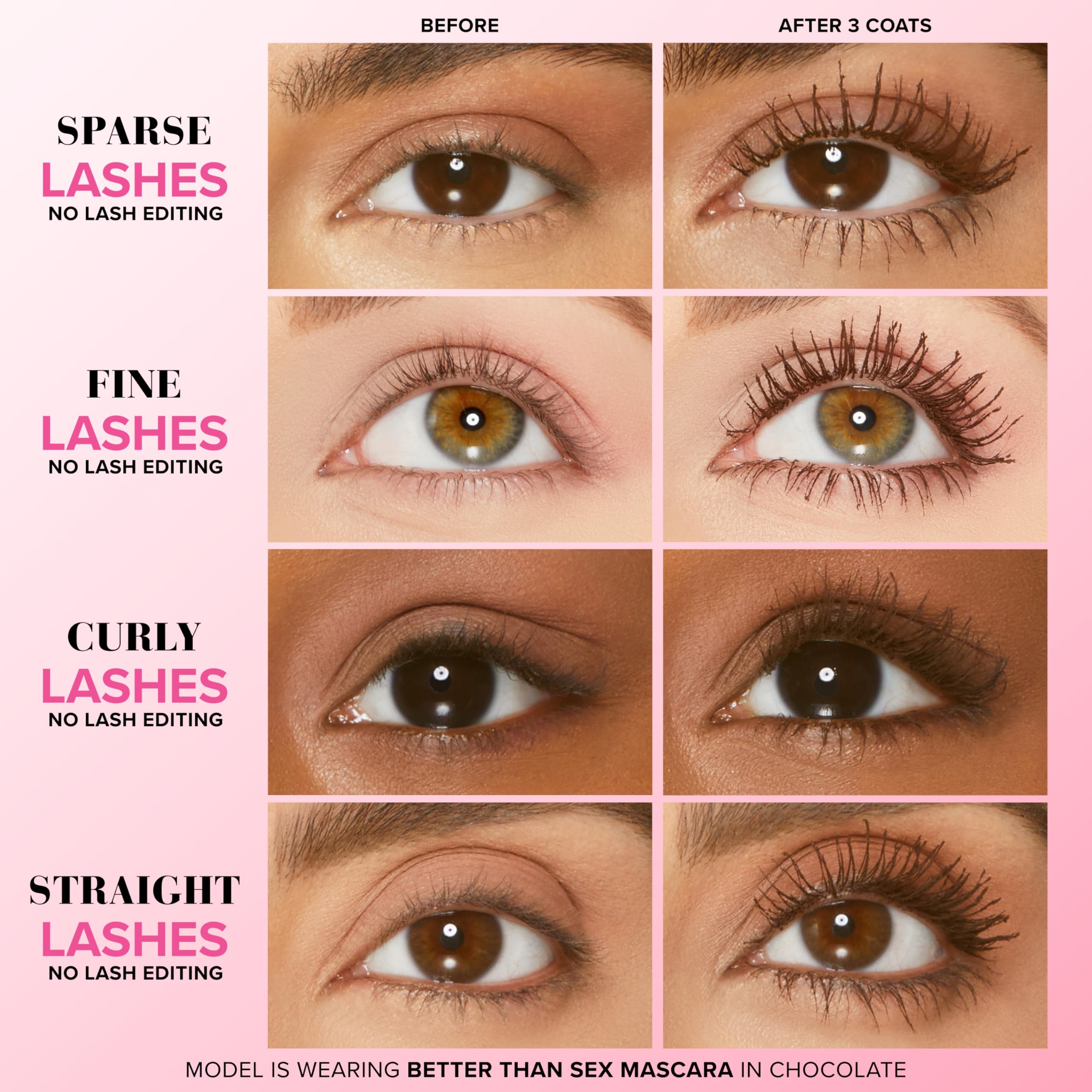 Too Faced brocha hourglass que separa pestañas para volumen dramático