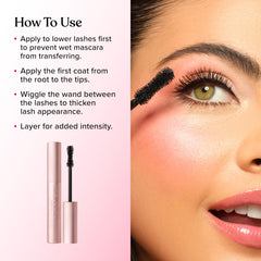 Too Faced pestañas maquilladas en uso para efecto dramático y largo