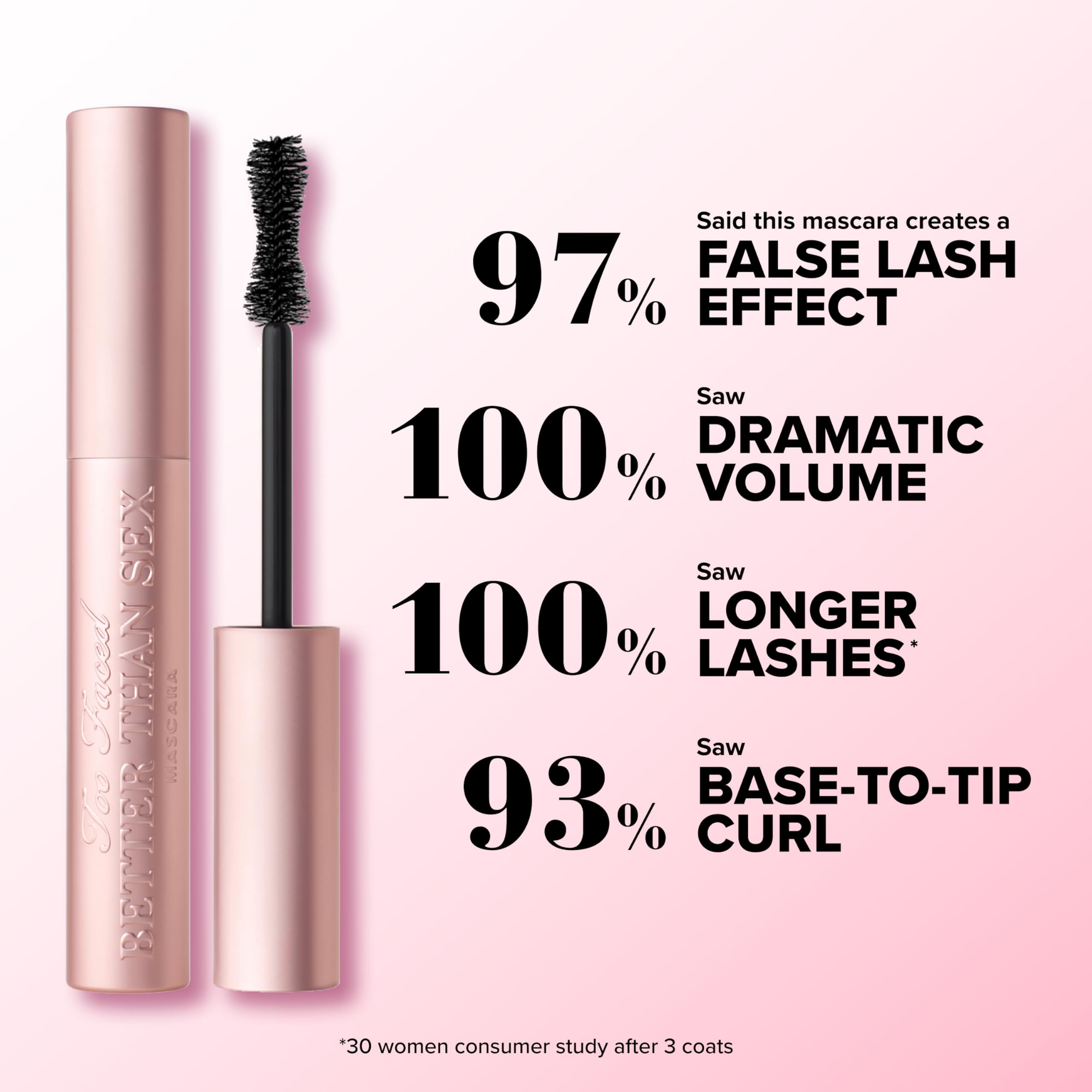 Too Faced textura de la máscara en trazo que muestra pigmento profundo