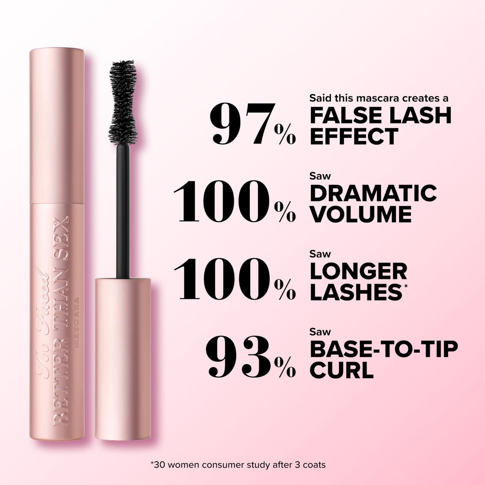 Too Faced textura de la máscara en trazo que muestra pigmento profundo
