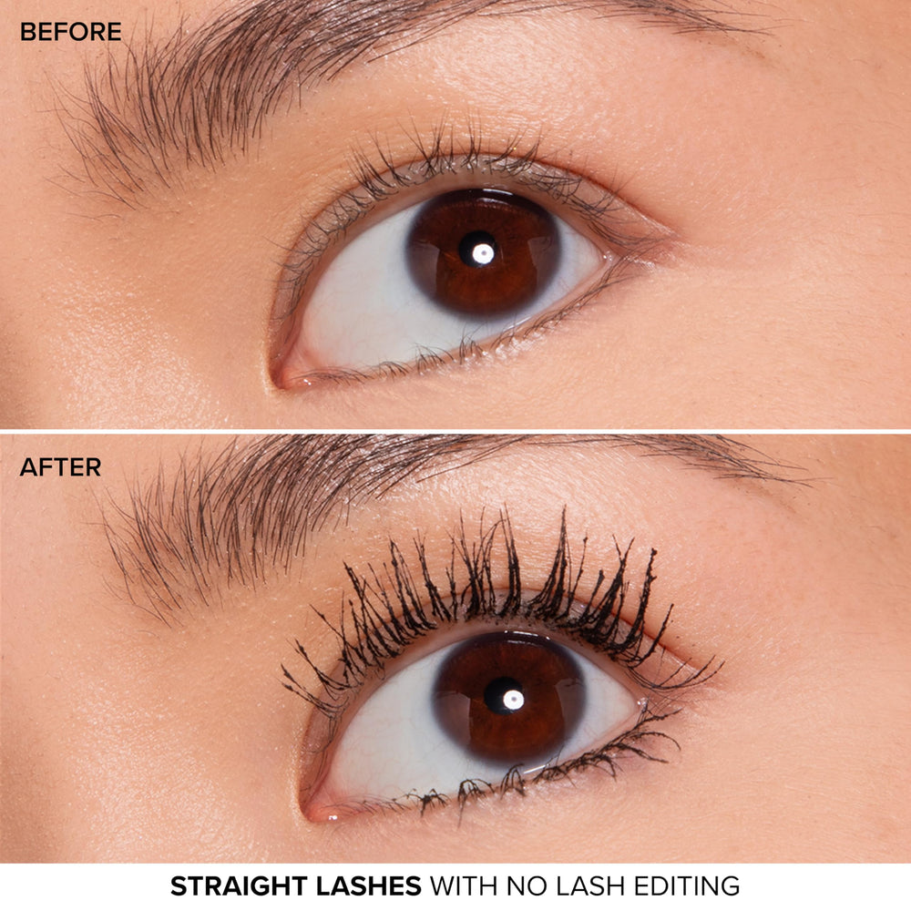Too Faced chica en evento nocturno con mirada intensa y resistente al agua