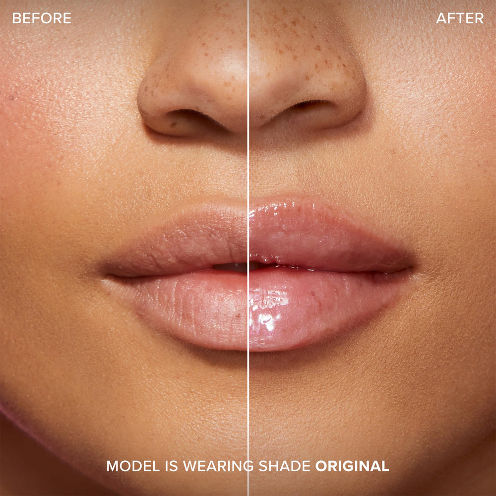 Too Faced imagen de labios antes y después mostrando mayor plenitud