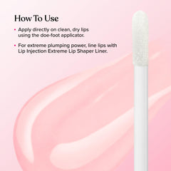 Too Faced gloss aplicado sobre barra para intensificar color y volumen