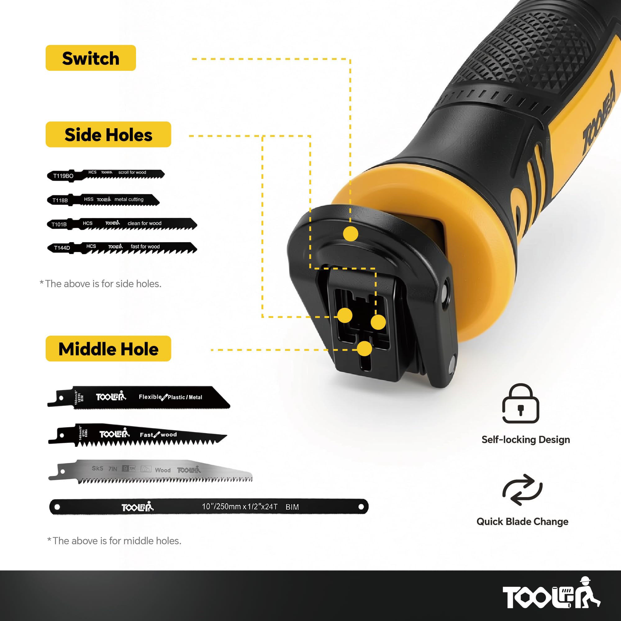 TOOLAN mango TPR ergonómico en primer plano ofrece agarre antideslizante