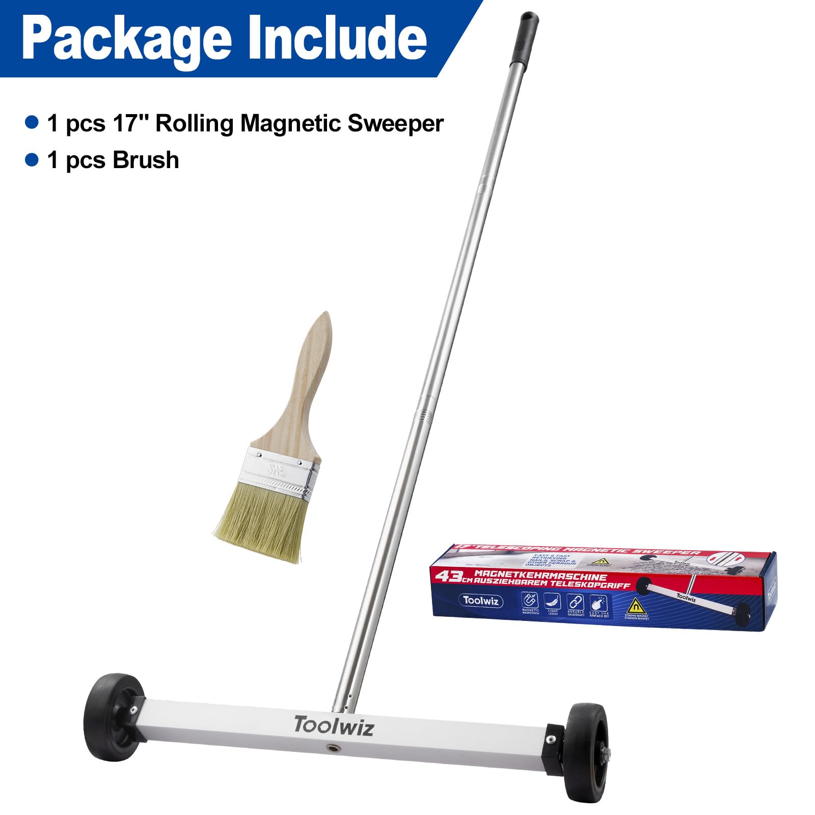 Toolwiz pasando bajo mueble recogiendo clavos fácilmente