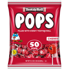 Tootsie Roll bolsa frontal de 50 paletas cereza, ideal para compartir