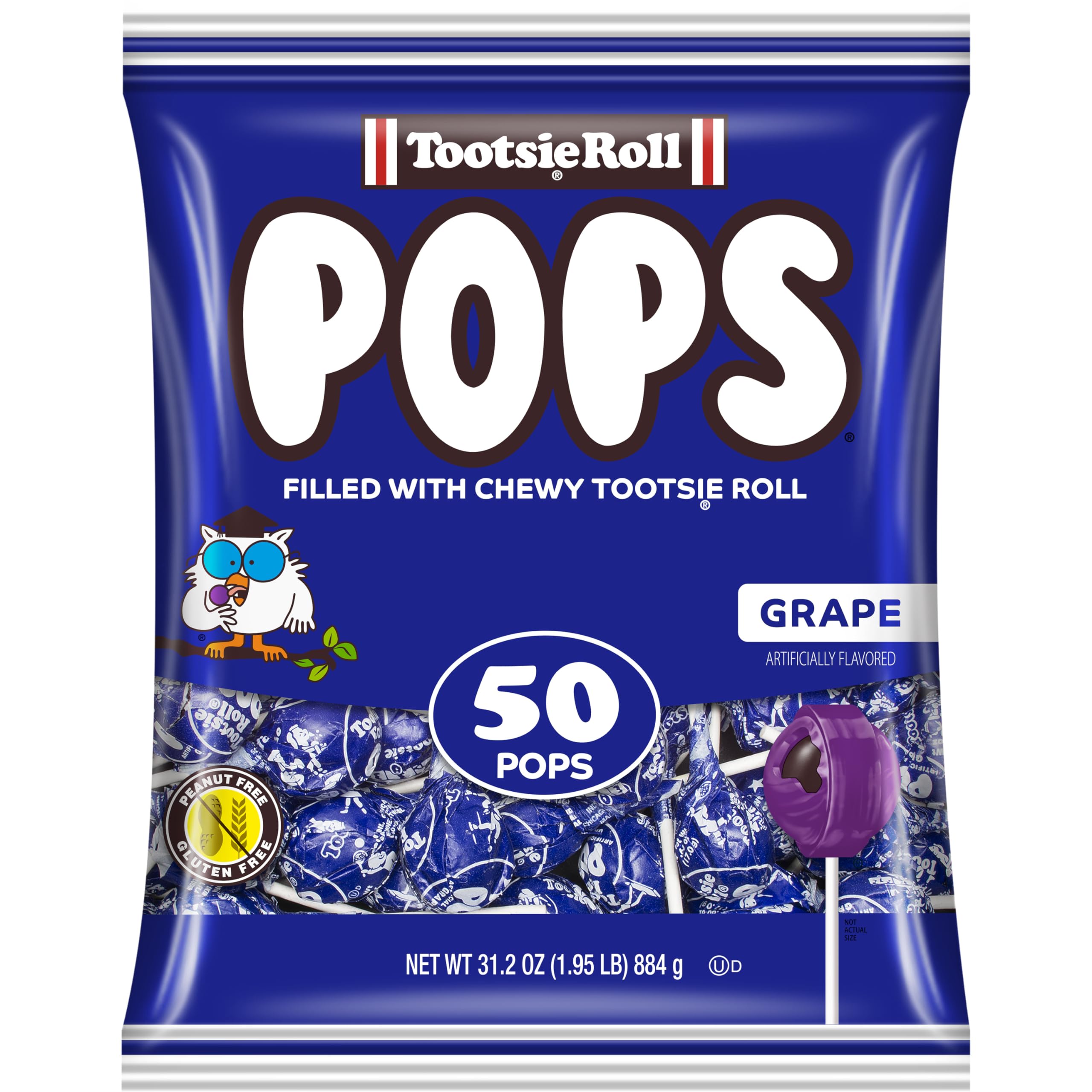 Tootsie Roll Tootsie Pops vista frontal del paquete para almacenamiento