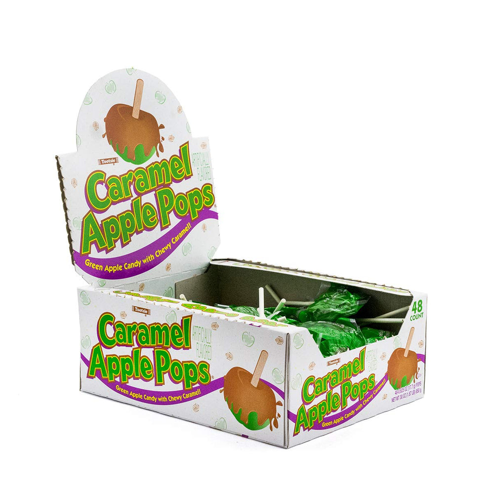 Tootsie Roll caja frontal mostrando 48 paletas, ideal para exhibición