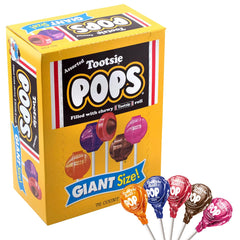 Tootsie Roll bolsa frontal mostrando 72 paletas gigantes y variedad visual