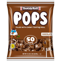Tootsie Roll empaque frontal de 50 unidades mostrando cantidad y marca