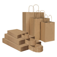 Toovip frente del paquete de 90 bolsas kraft mostrando número y tamaños, ideal para comercio