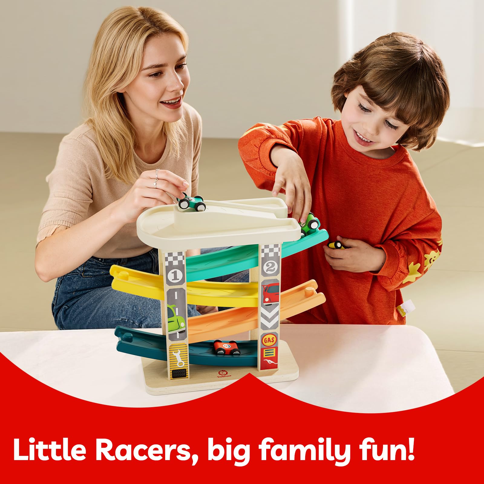 TOP BRIGHT numbered colorful cars promoting counting and color learning