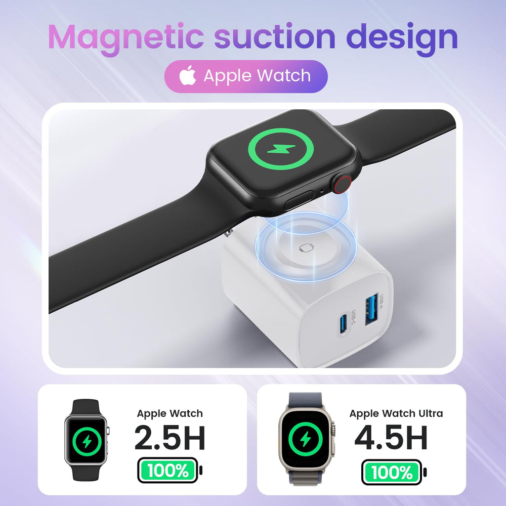 TOPADRE primer plano del cargador magnético para Apple Watch, fácil alineación y seguridad