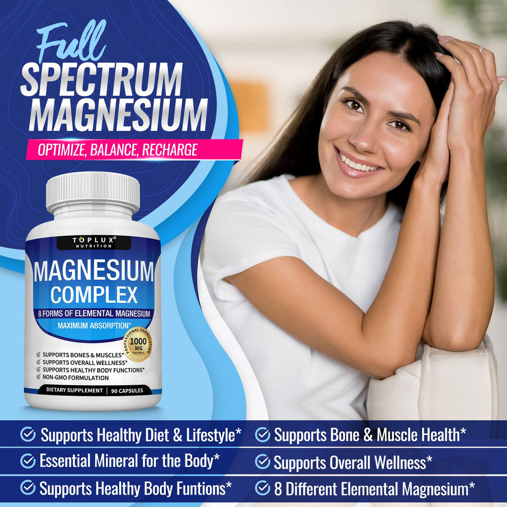 Close-up de cápsula Toplux Magnesium para ver textura y disolución eficiente