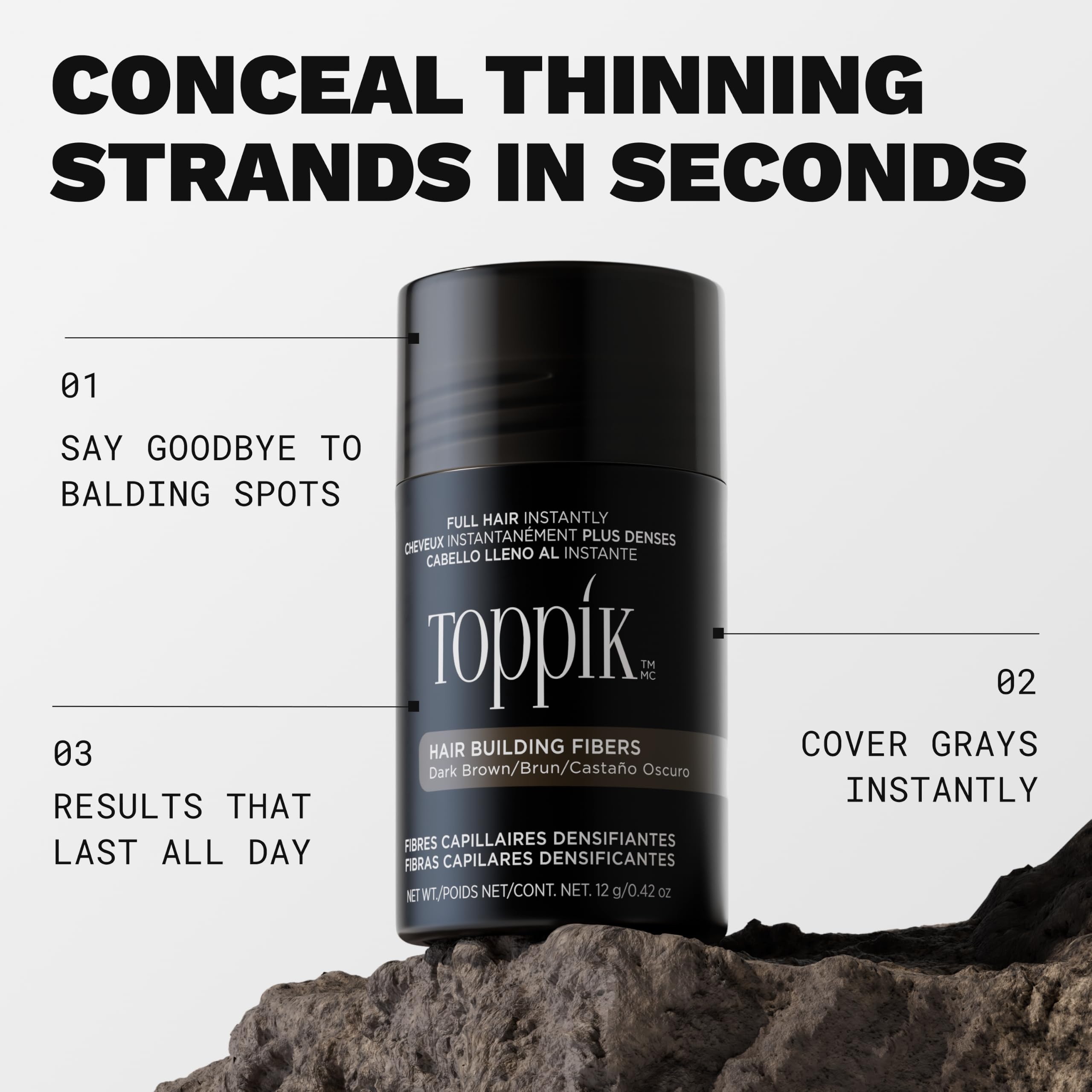 Toppik fibras textura cercana destacando apariencia natural