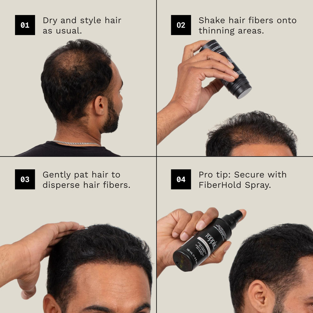 TOPPIK uso masculino en entradas para cubrir zonas con menos pelo