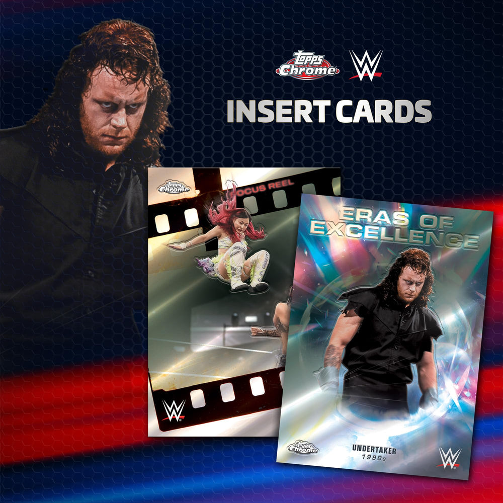 Inserto Helix Topps Chrome WWE con diseño llamativo y colores vivos