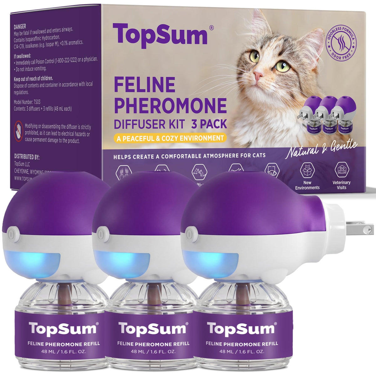TopSum paquete frontal con tres difusores mostrando confort doméstico