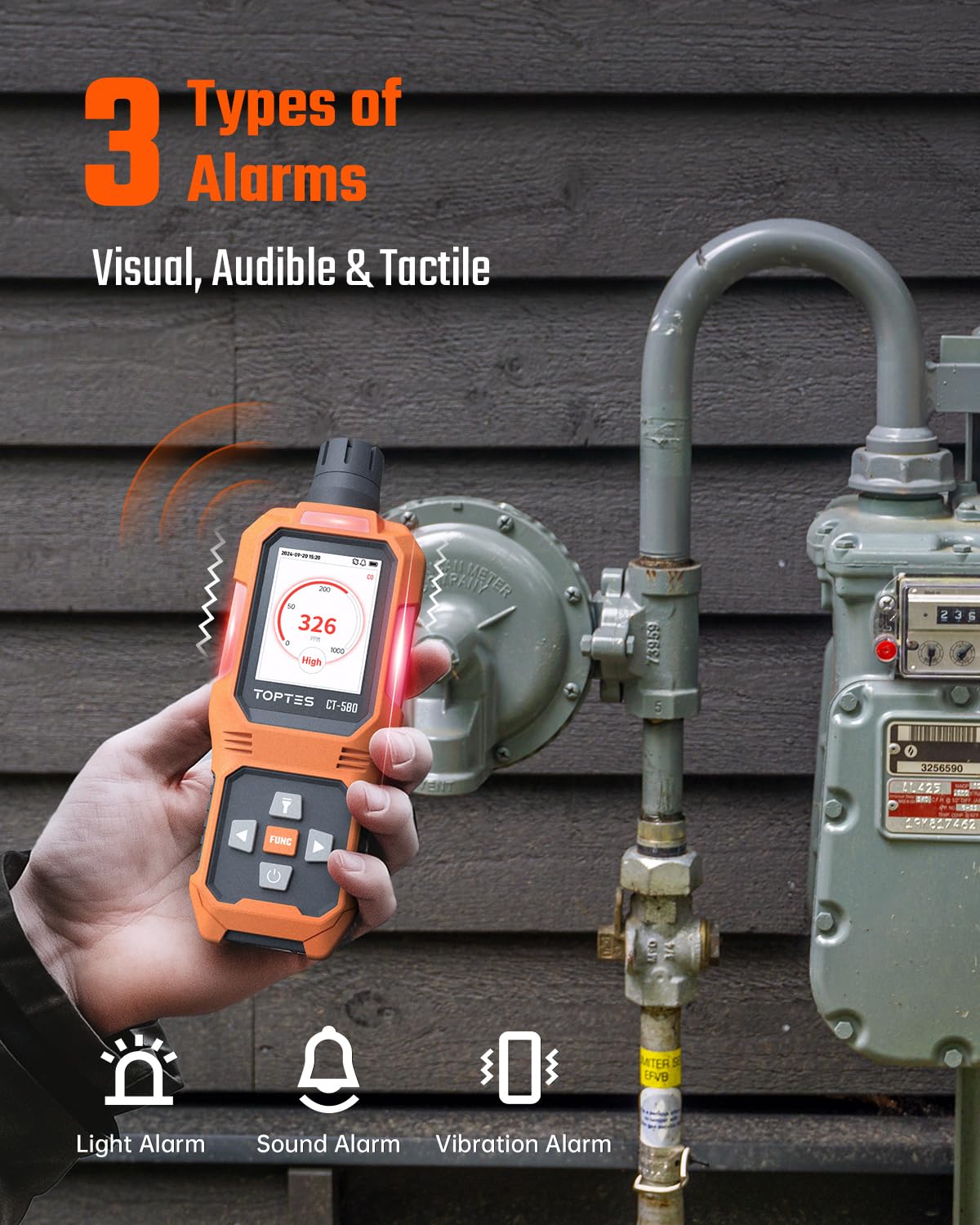 TOPTES CT-580 held in hand to show compact size and portable convenience