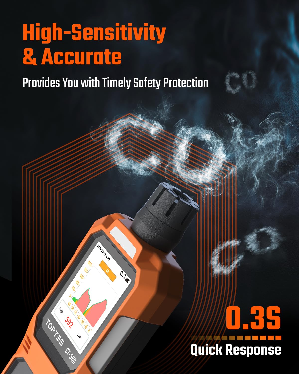 TOPTES CT-580 side profile and buttons highlighting ergonomic grip and easy controls
