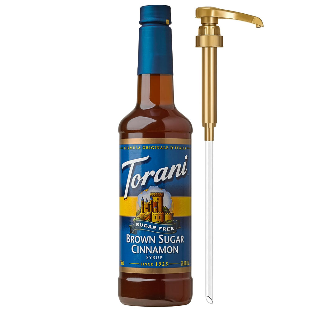 Torani botella brown sugar cinnamon al frente, presentación clara y útil