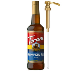 Torani botella frontal mostrando 750 ml y etiqueta clara para servicio rápido