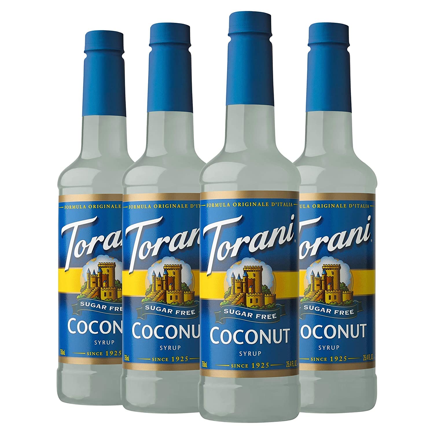 Torani botella frontal con sirope coco sin azúcar para bebidas sabrosas
