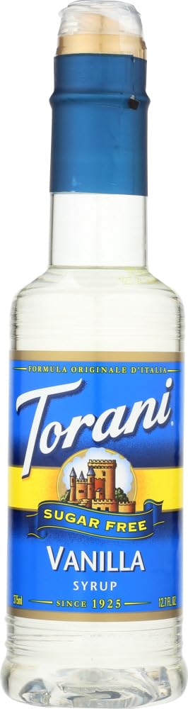 Torani vainilla pack 4 vista frontal con etiquetas claras y beneficio de sabor consistente