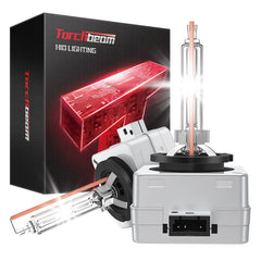 Torchbeam frontal pack de 2 bombillas HID mostrando embalaje y piezas, calidad garantizada