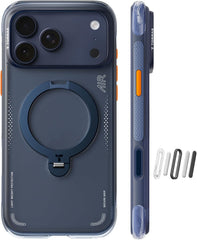 TORRAS vista frontal de la funda azul medianoche con soporte integrado, protección visible