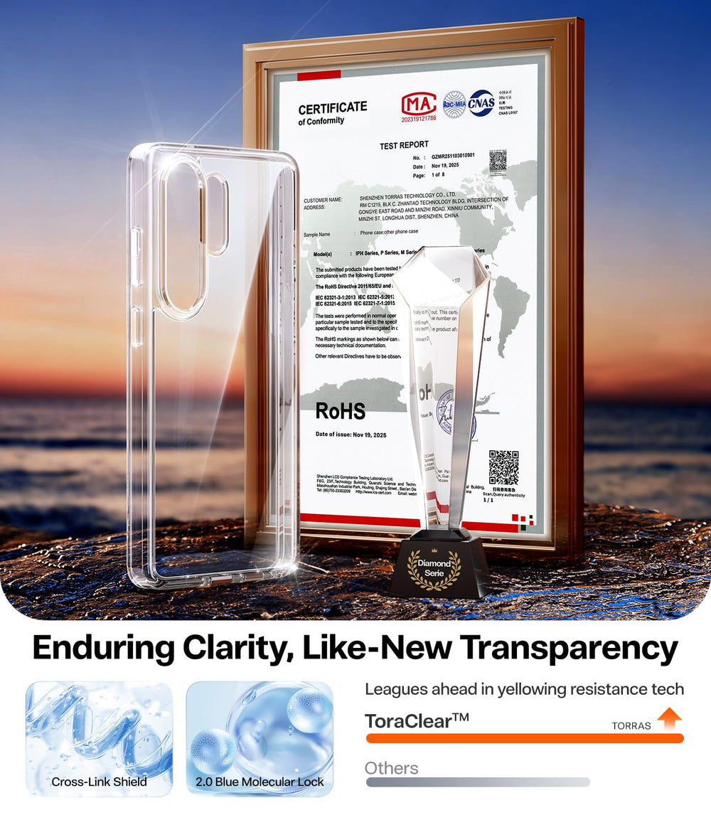 TORRAS funda transparente mostrando el dorso y claridad duradera