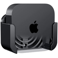 TotalMount mostrando Apple TV montado al televisor con apariencia ordenada y ahorro espacio