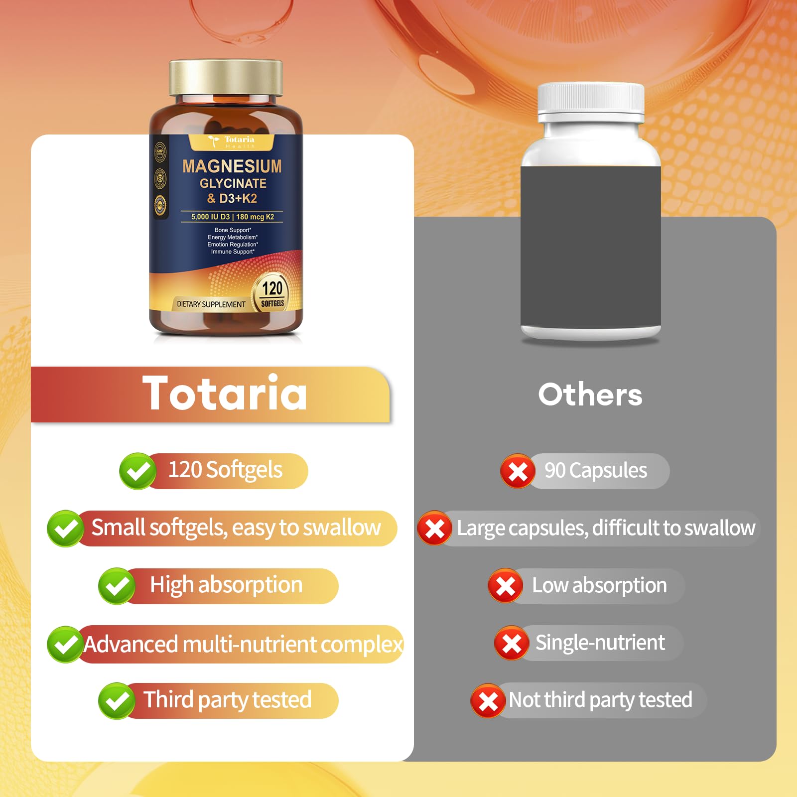 Totaria etiqueta de ingredientes destacando Non-GMO y sin gluten