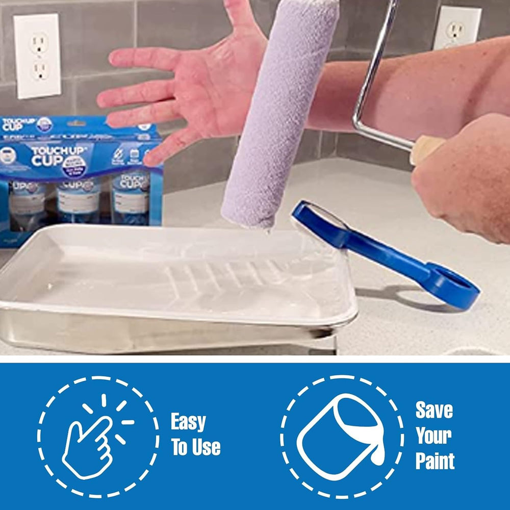 Touch Up Cup comparación de tamaño en mano para visualización práctica