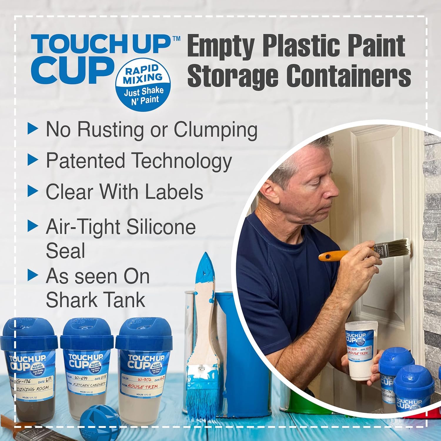 Touch Up Cup detalle de la tapa hermética mostrando sellado seguro