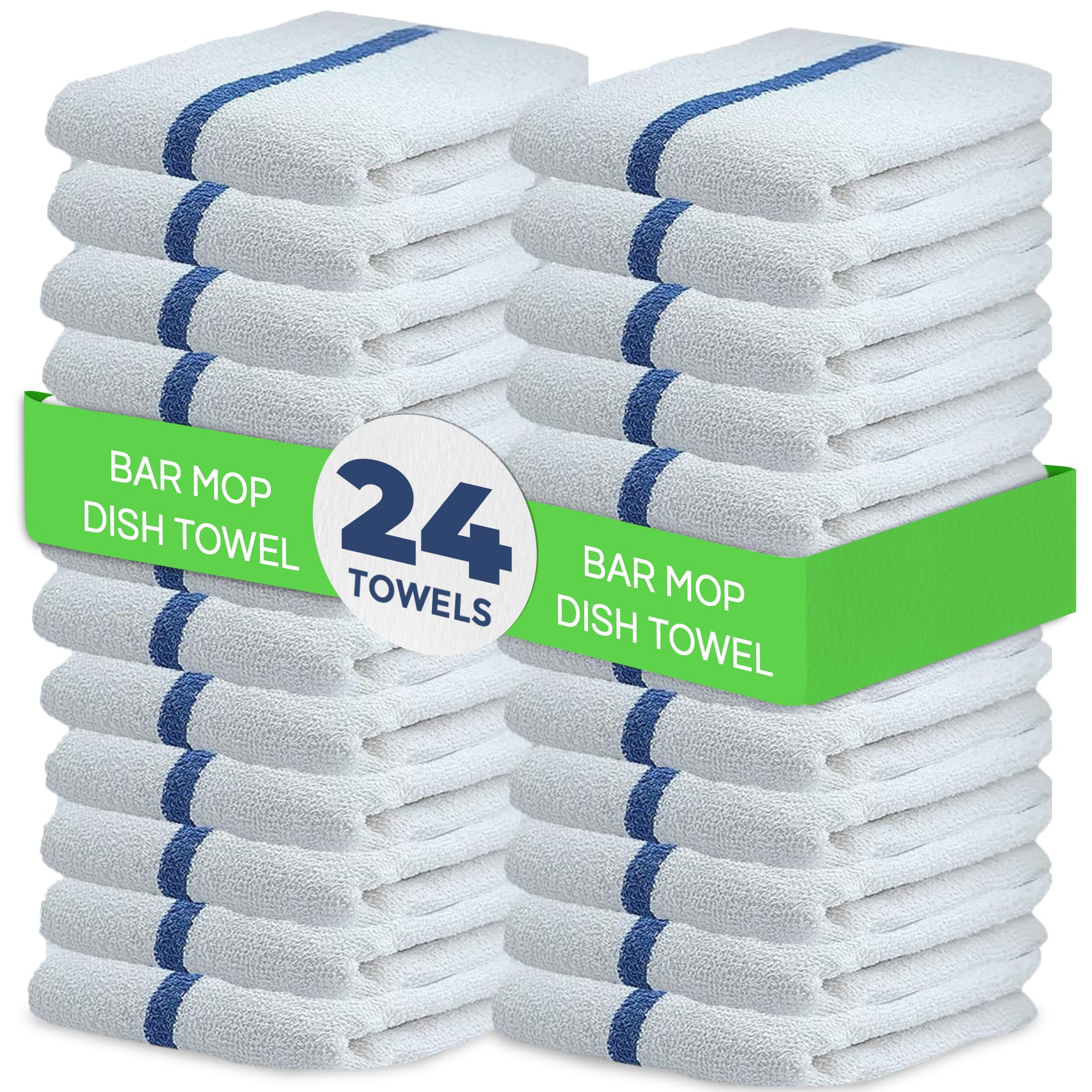 Towels N More paquete frontal mostrando 24 toallas y beneficio de stock amplio