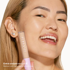 Tower 28 texture swatch showing creamy, hydrating finish