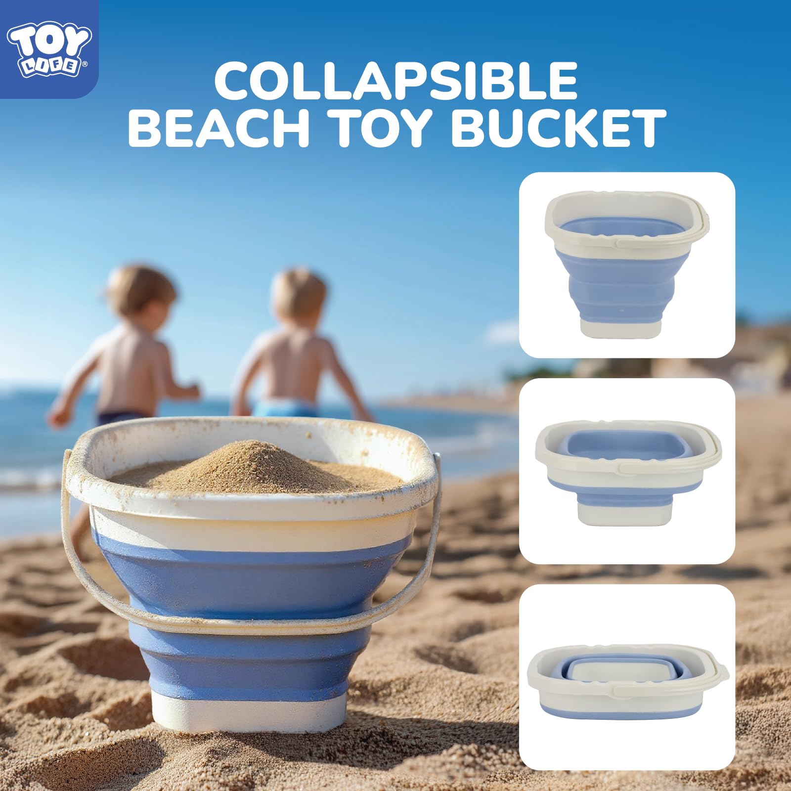 TOY Life escena en playa con castillo y fósiles para juego creativo