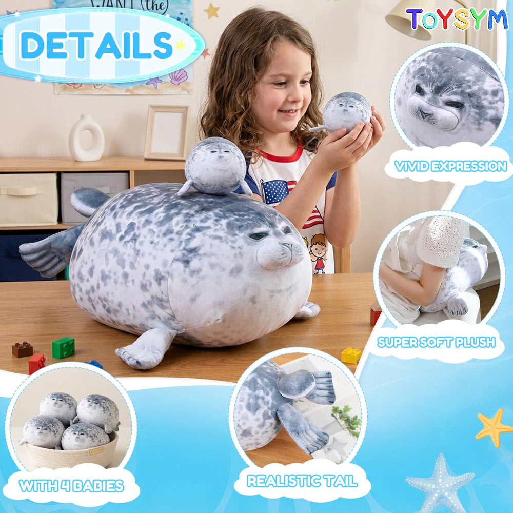 TOYSYM cuatro focas bebé extendidas para juego y organización