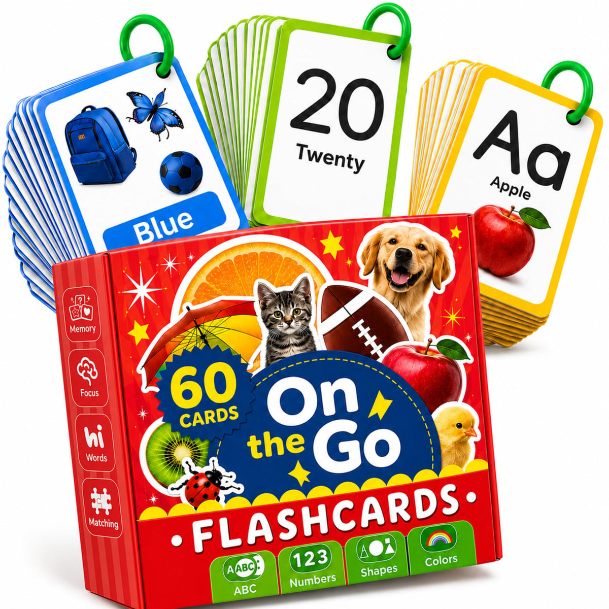 TOYVENTIVE empaque frontal mostrando las 60 tarjetas y beneficios portátiles