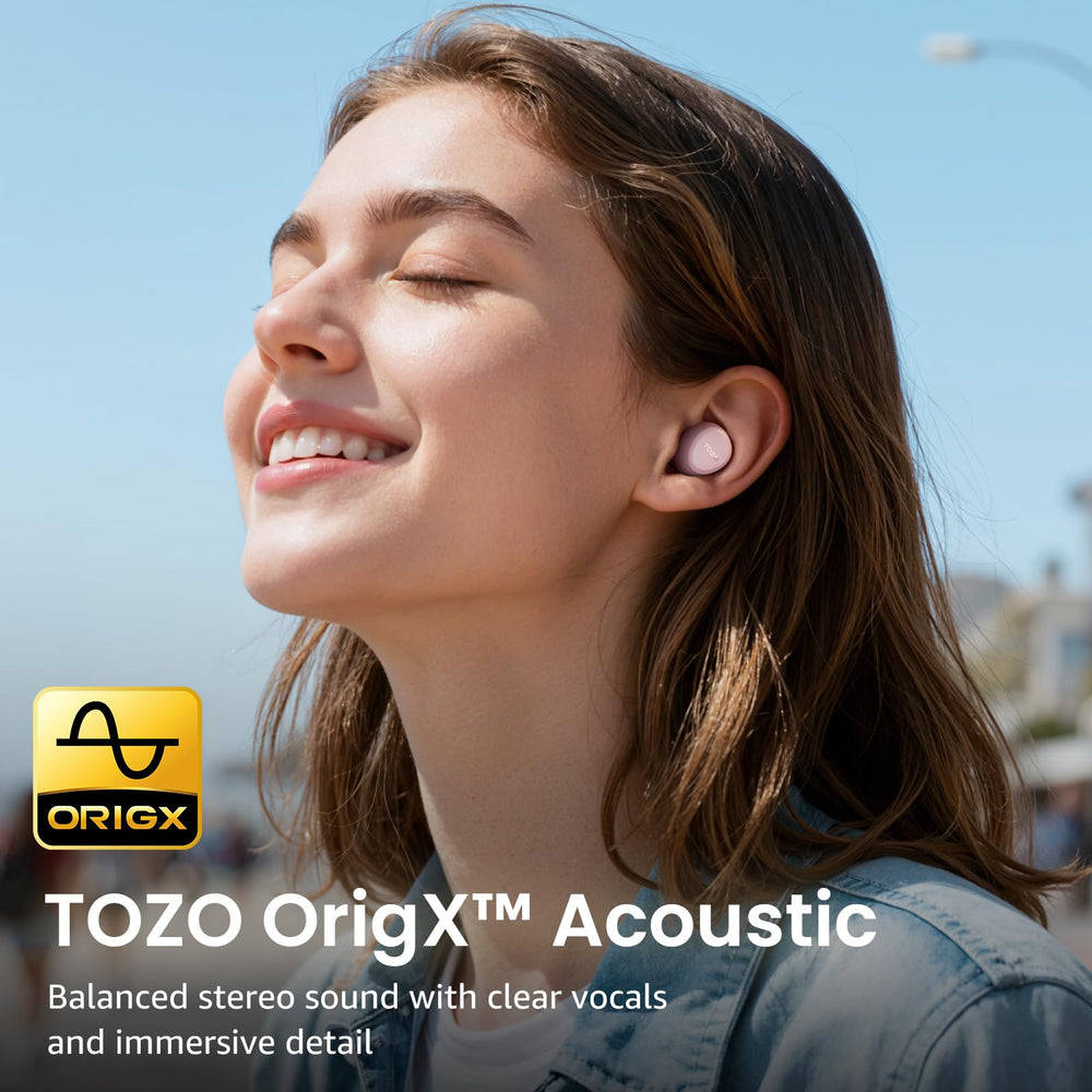 TOZO A1 primer plano del auricular mostrando diseño ergonómico cómodo