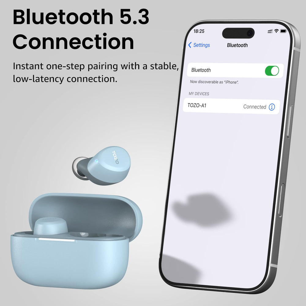 TOZO A1 sobre mesa con cable y funda mostrando portabilidad diaria