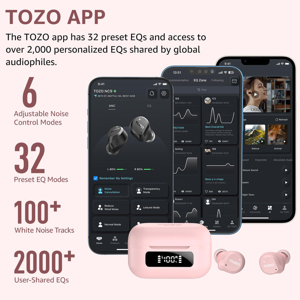 TOZO NC9 en modo transparente en la calle para oír tráfico y mantener seguridad