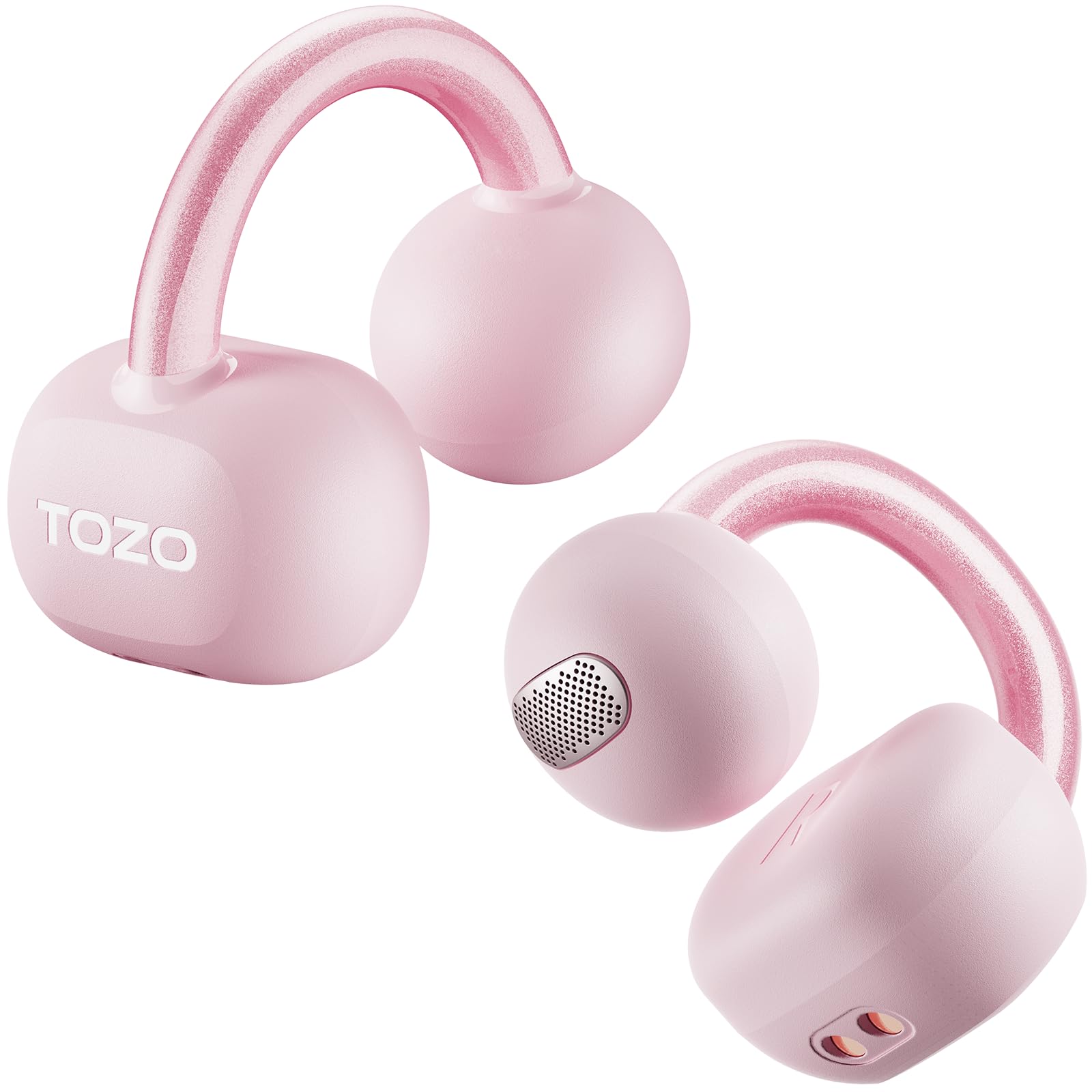 TOZO vista frontal del auricular y el estuche, diseño compacto y ligero
