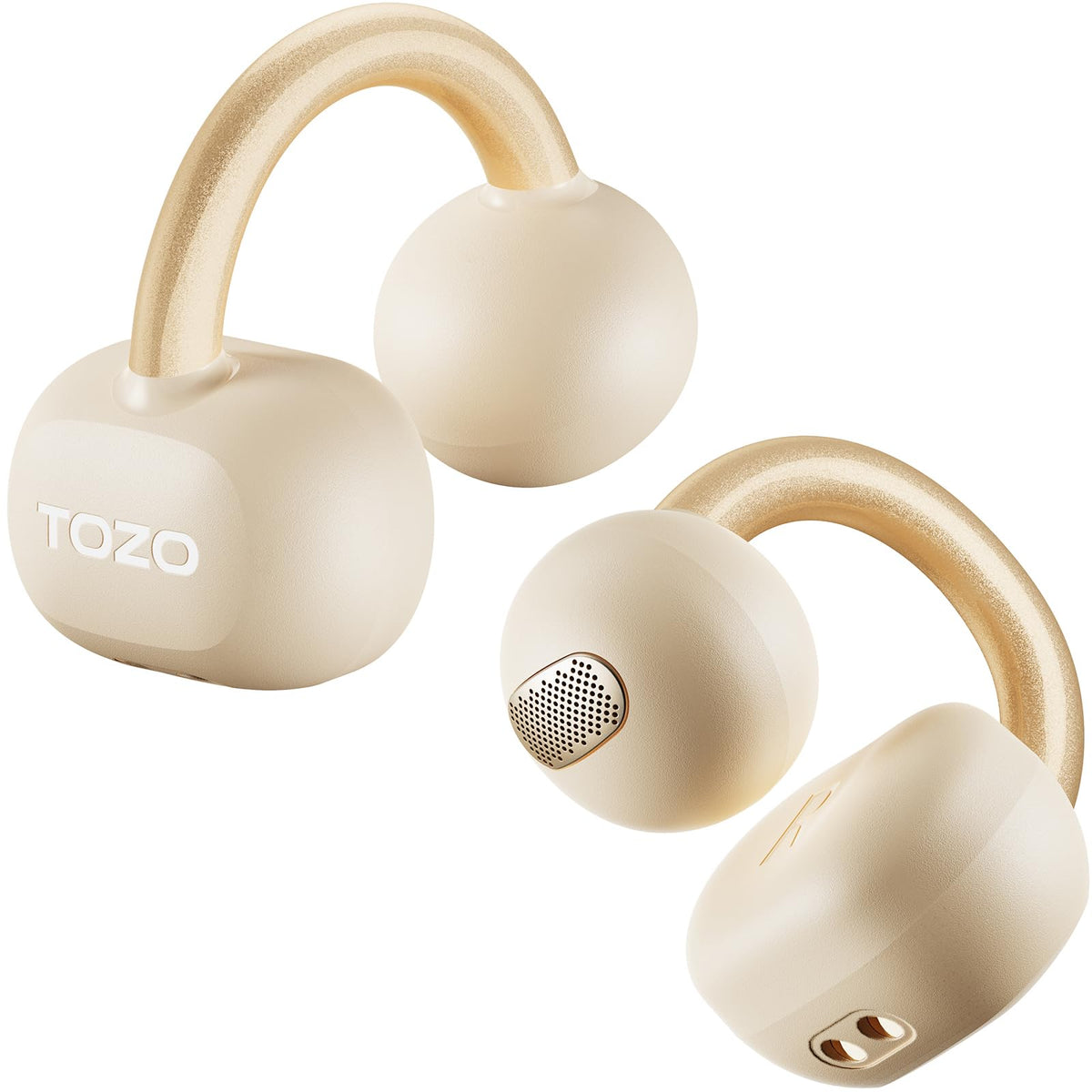 TOZO OpenEarRing vista frontal mostrando diseño clip y comodidad