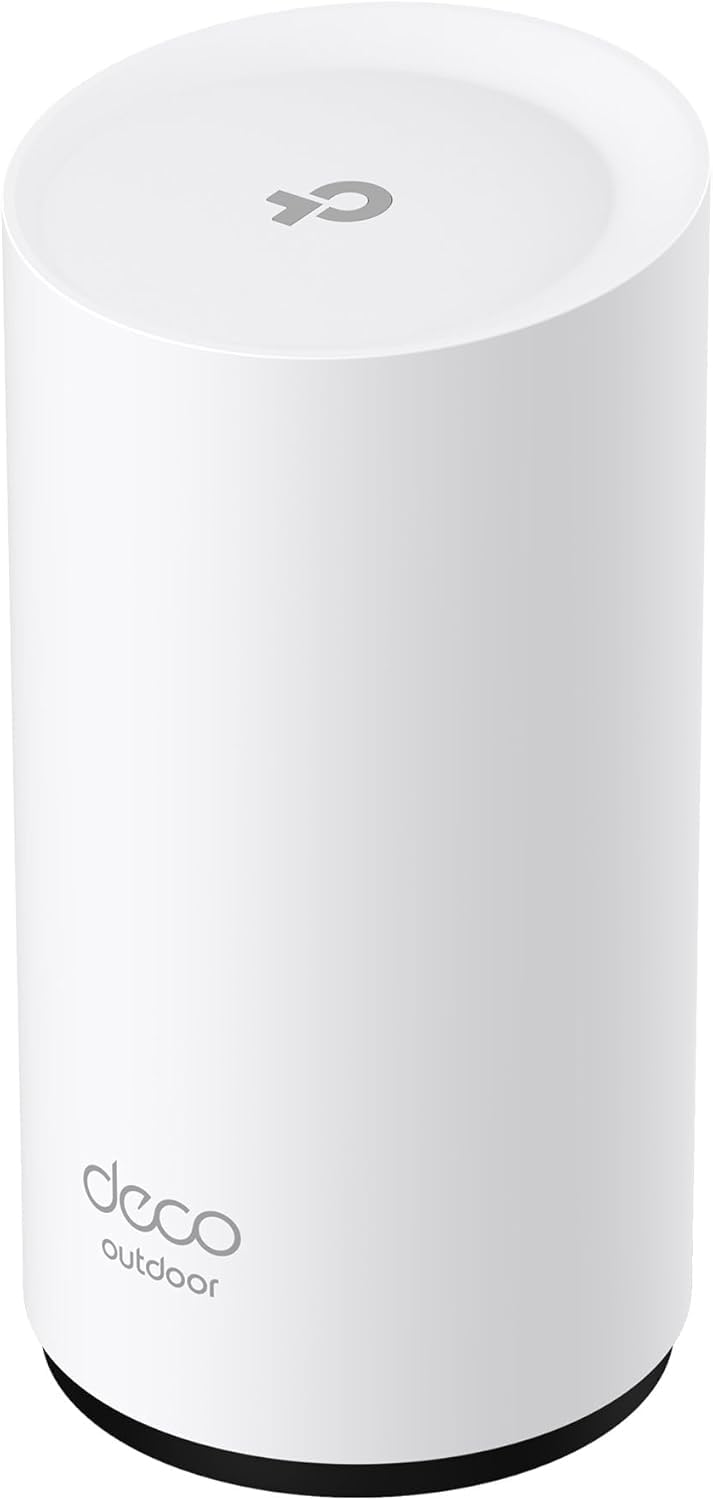TP‑Link Deco BE25 Outdoor vista frontal mostrando diseño resistente y distribución de antenas
