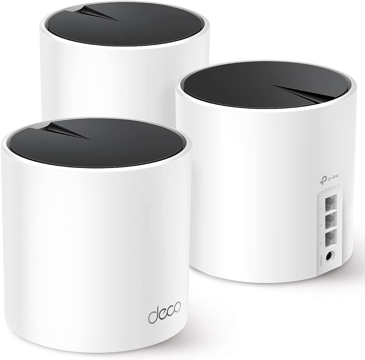 TP‑Link Deco X55 frontal del paquete mostrando unidades y marca, conexión fiable