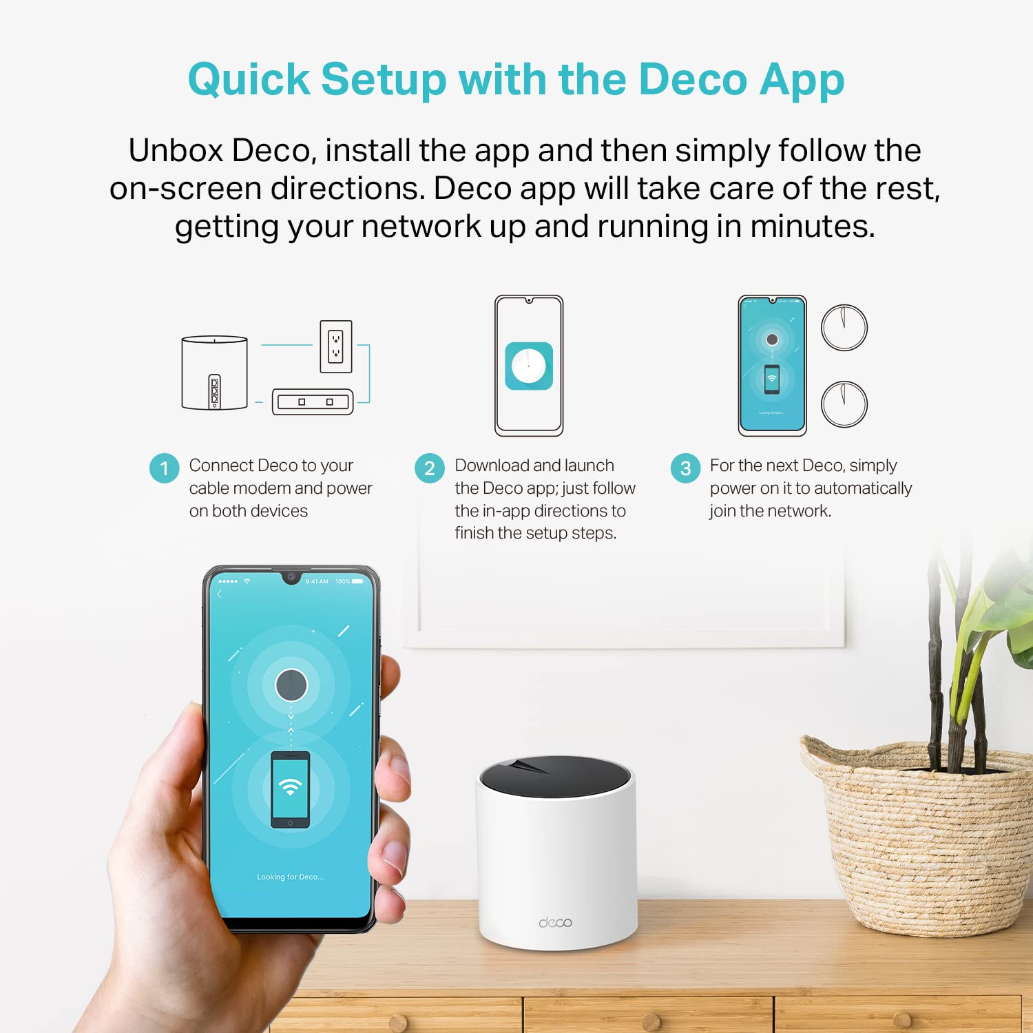 TP‑Link Deco X55 pantalla de la aplicación Deco para configuración y control remoto